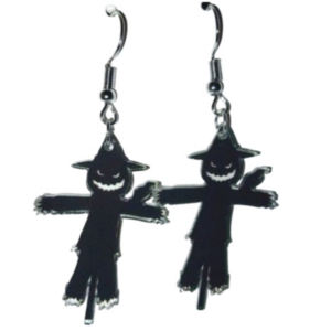 Black scare crow spooky fun earrings